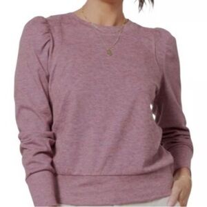Evereve Heathered Dusty Rose Crew Neck Top